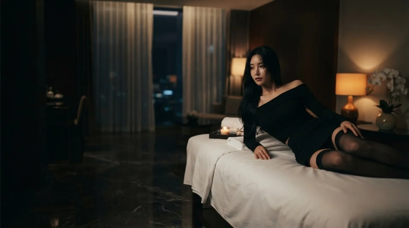 Editorial hotel-style massage scene accompanying the Jongno hotel arrival guide, view 1