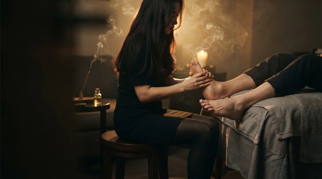 Editorial hotel-style massage scene accompanying the Jamwon-dong booking preparation guide, view 2