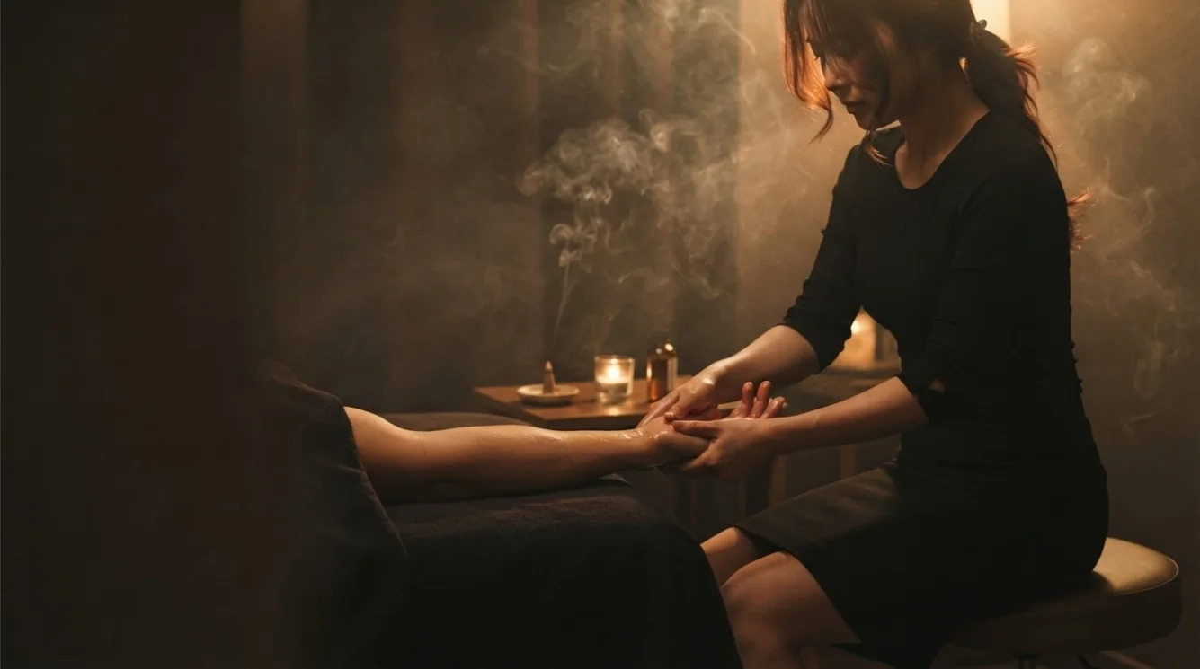 Editorial hotel-style massage scene accompanying the Bangbae 4-dong hotel visit checklist guide, view 2