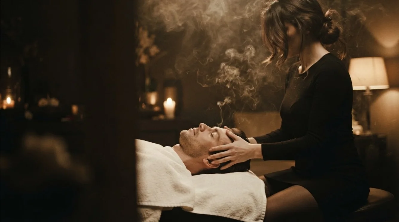 Editorial hotel-style massage scene accompanying the Hyehwa price planning guide, view 1