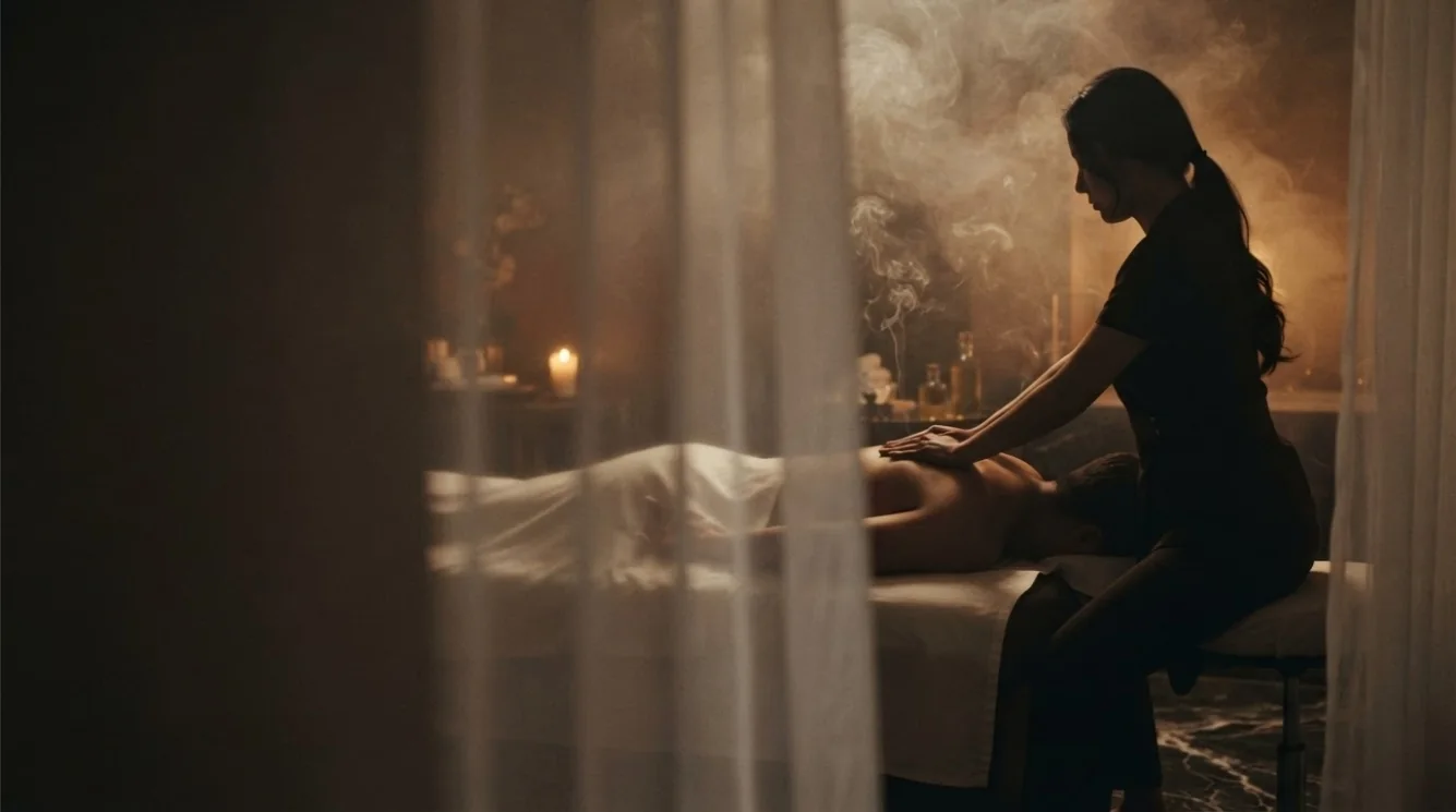 Editorial hotel-style massage scene accompanying the Banpo 1-dong hotel arrival guide, view 1