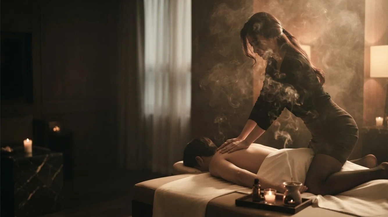 Editorial hotel-style massage scene accompanying the Bukchon hotel arrival guide, view 3