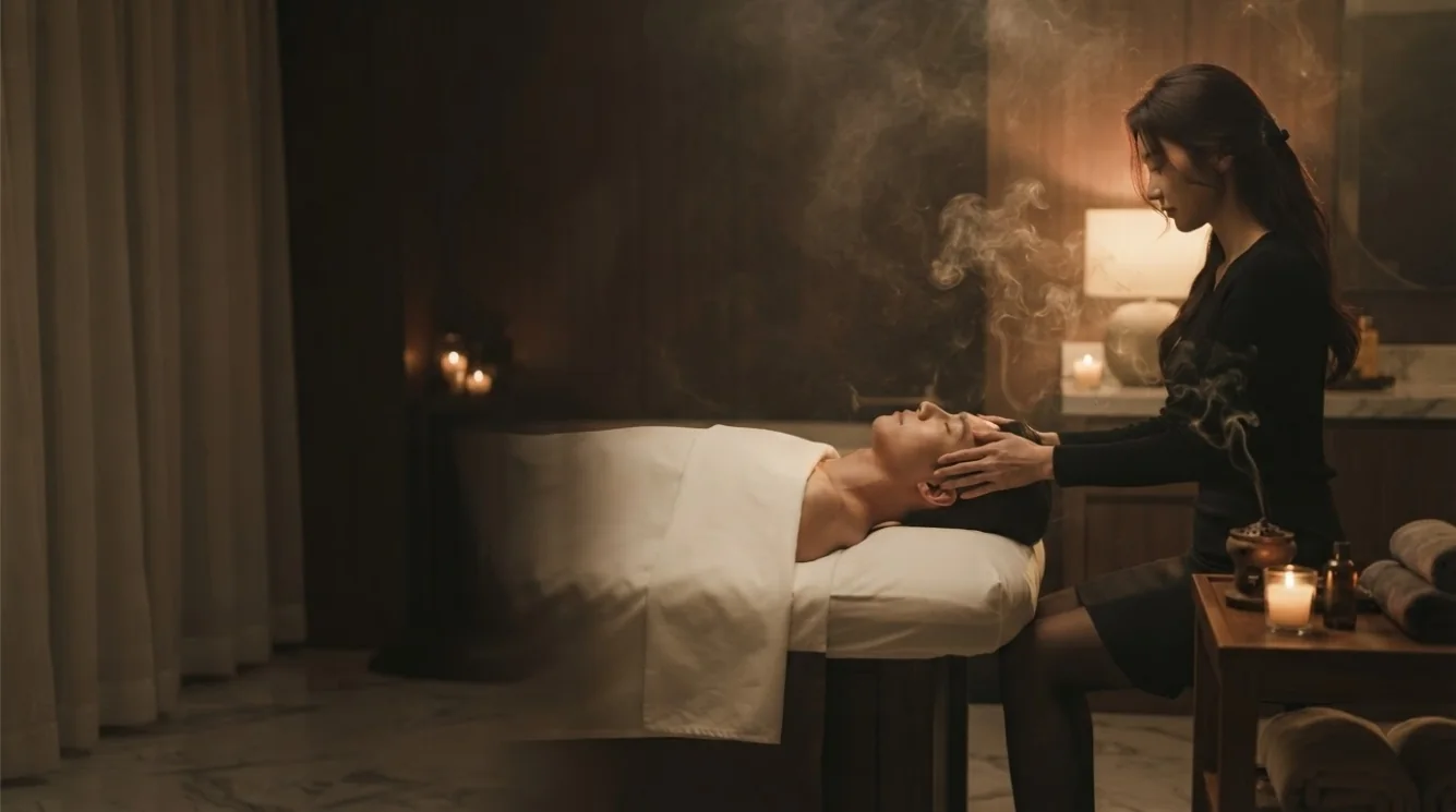 Editorial hotel-style massage scene accompanying the Jongno 6-ga hotel arrival guide, view 3