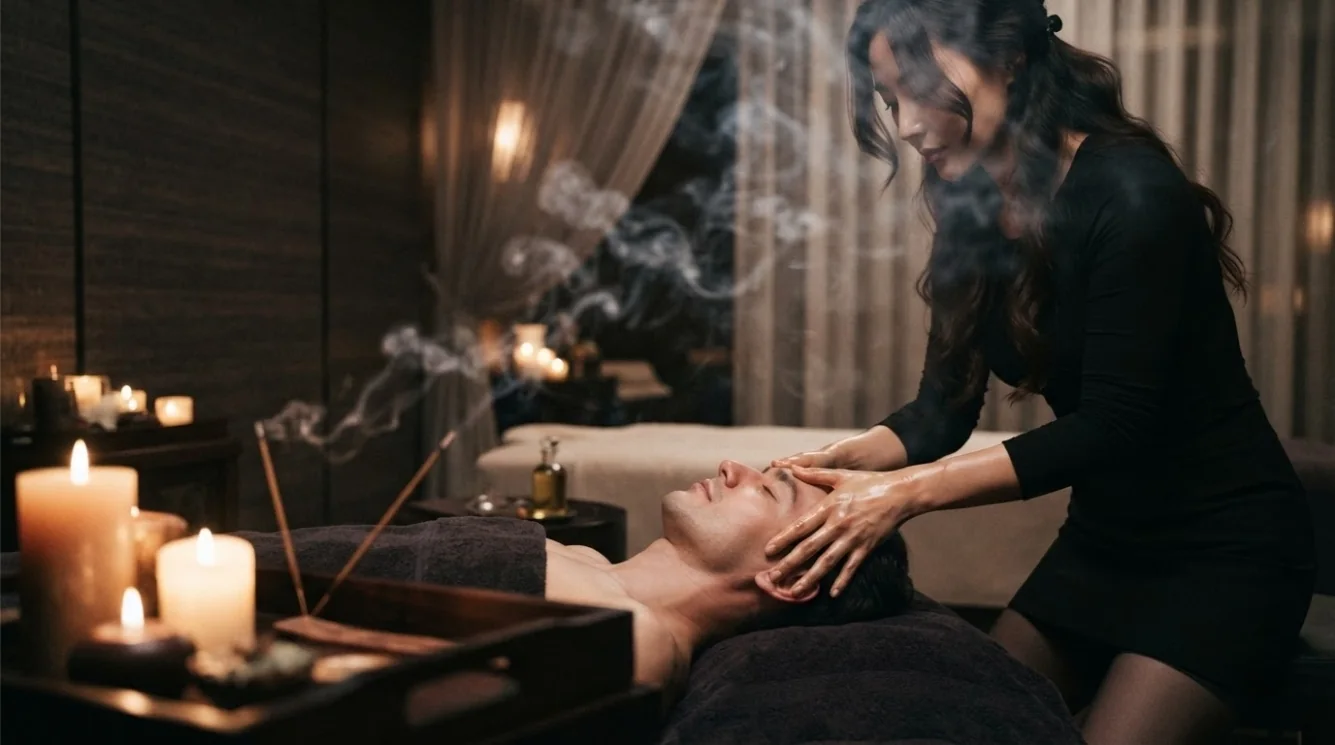 Editorial hotel-style massage scene accompanying the Daehangno booking preparation guide, view 2