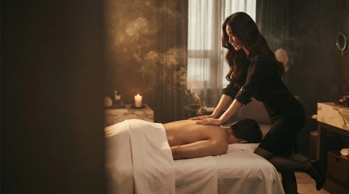 Editorial hotel-style massage scene accompanying the Samseong 2-dong getting around guide, view 2