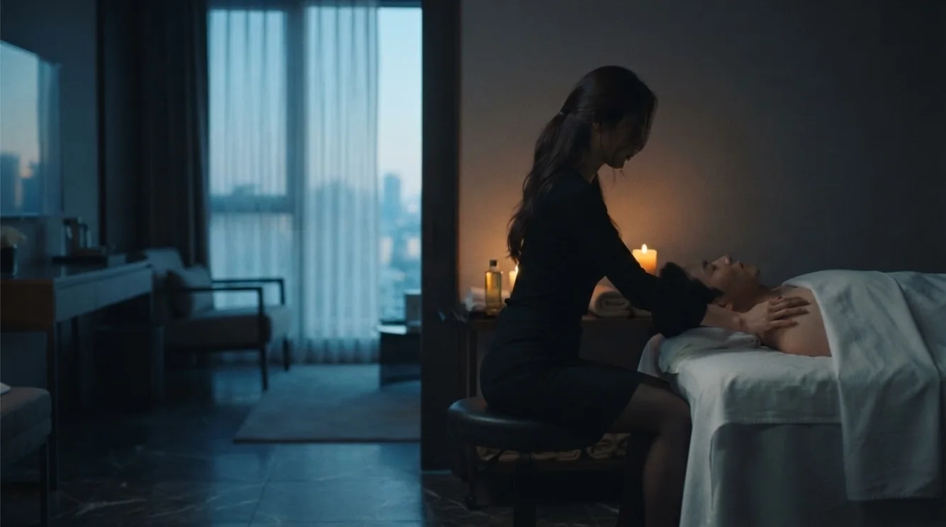 Editorial hotel-style massage scene accompanying the Segok-dong price planning guide, view 2