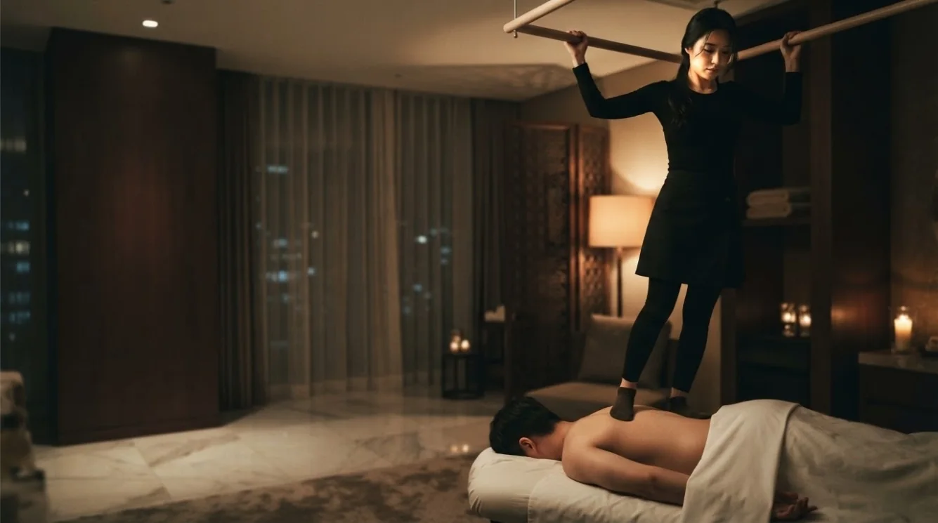 Editorial hotel-style massage scene accompanying the Seocho 3-dong getting around guide, view 1