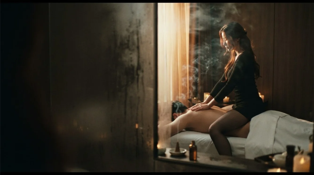 Editorial hotel-style massage scene accompanying the Seocho 3-dong hotel arrival guide, view 2