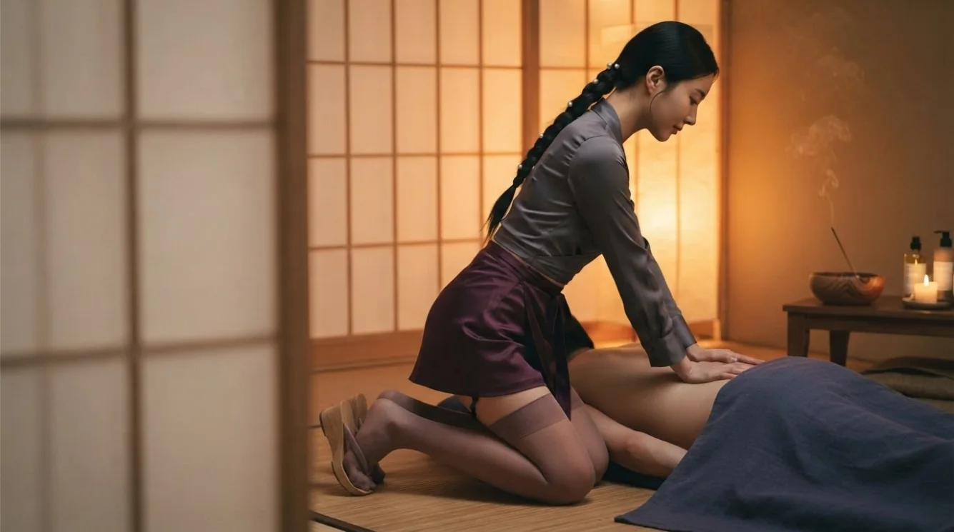 Editorial hotel-style massage scene accompanying the Samcheong-dong price planning guide, view 2