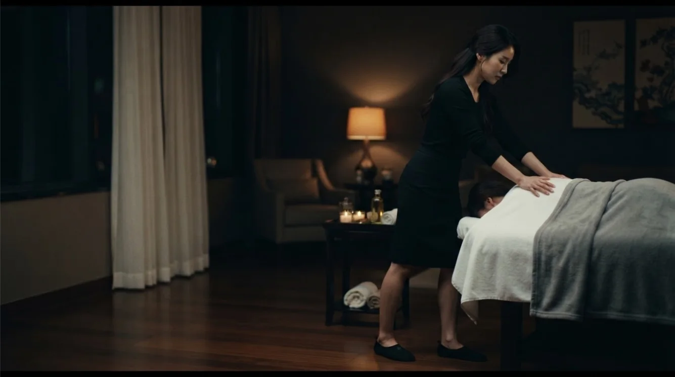 Editorial hotel-style massage scene accompanying the Daechi 4-dong hotel visit checklist guide, view 3