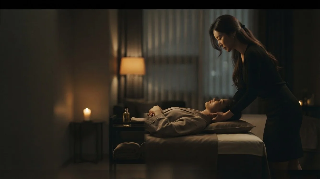 Editorial hotel-style massage scene accompanying the Jongno 2-ga price planning guide, view 1
