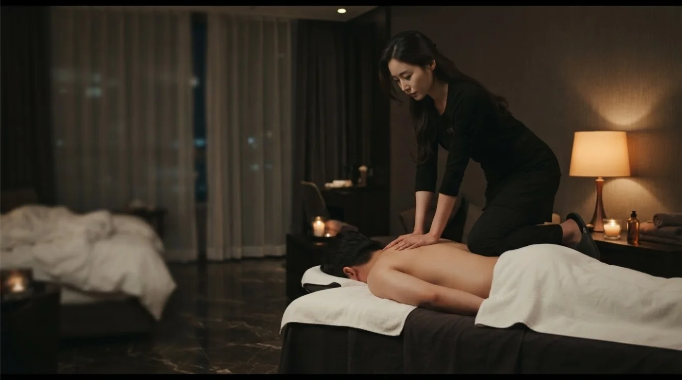 Editorial hotel-style massage scene accompanying the Cheongdam-dong getting around guide, view 2