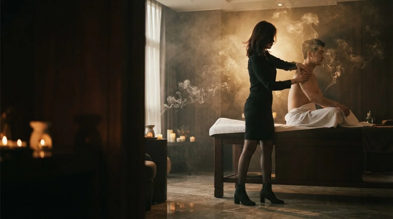 Editorial hotel-style massage scene accompanying the Dogok 2-dong price planning guide, view 1