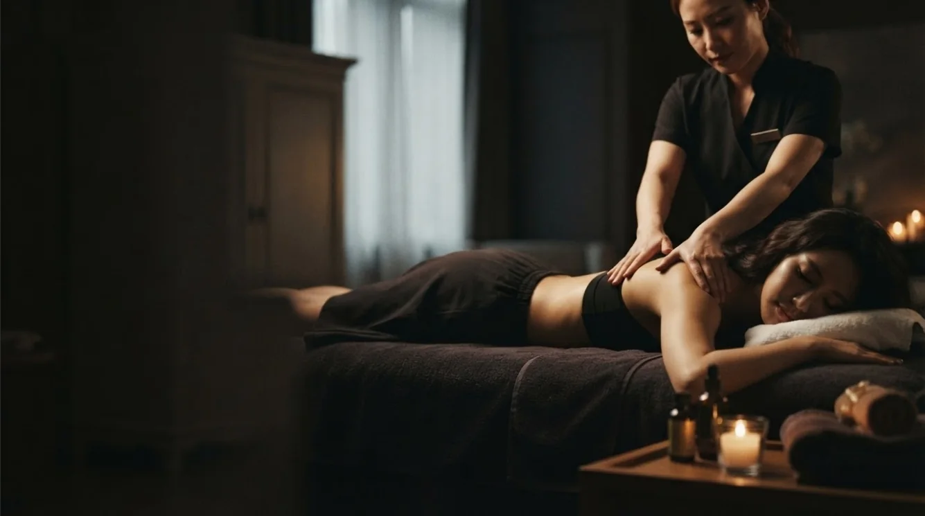 Editorial hotel-style massage scene accompanying the Cheongdam-dong booking preparation guide, view 2