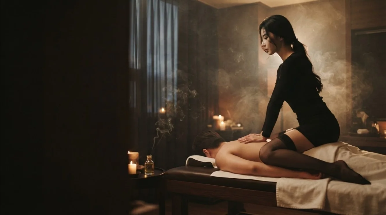 Editorial hotel-style massage scene accompanying the Jongno 6-ga hotel arrival guide, view 1