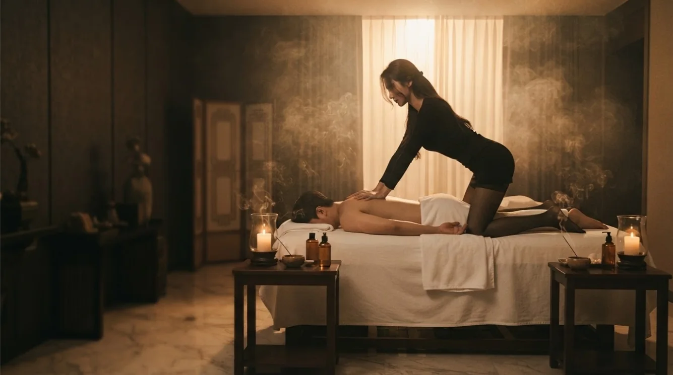 Editorial hotel-style massage scene accompanying the Daechi 2-dong booking preparation guide, view 2